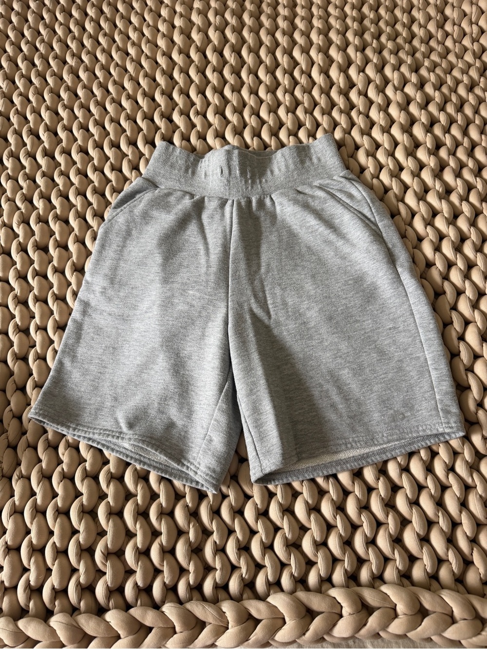 ALO Yoga Light Heather Gray High-Waist Knit Shorts